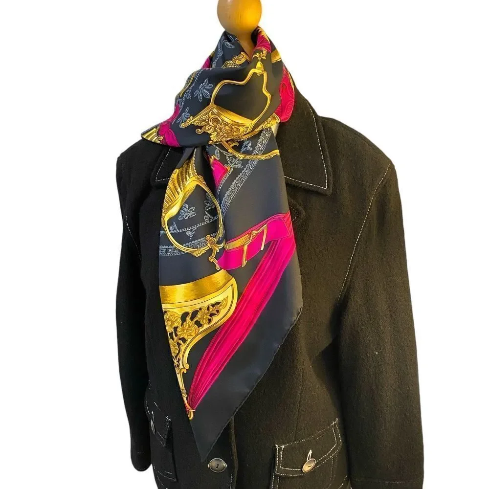 Vintage HERMÃˆS Carre 90 Silk Scarf Etriers by FranÃ§oise de la Perriere 1964 - Picture 7 of 10